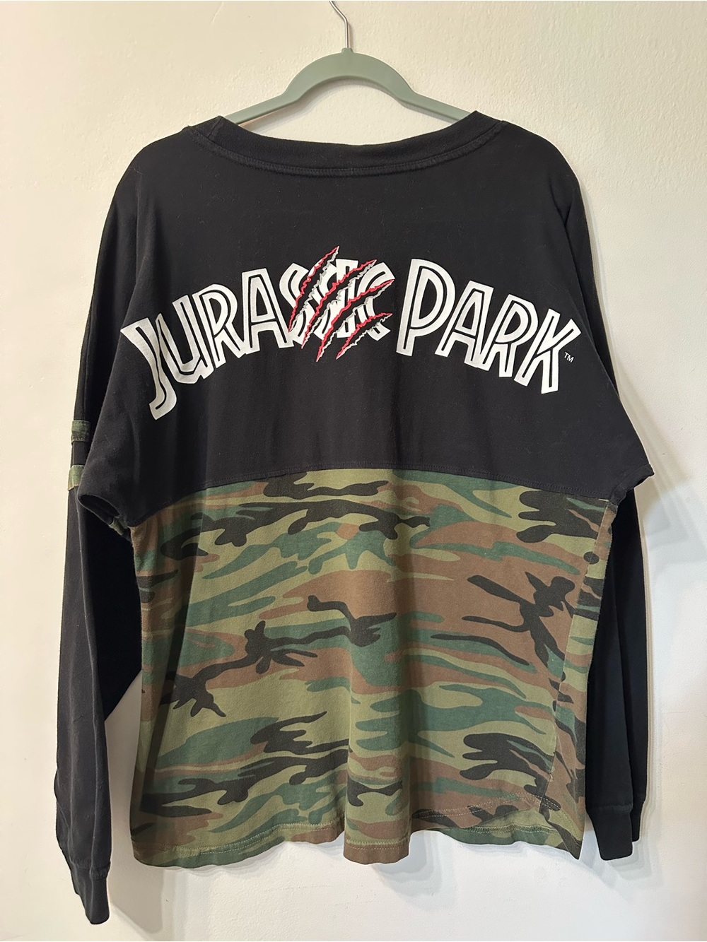 Original Universal Studios Jurassic Park Camouflage Long Sleeve Jersey Shirt L